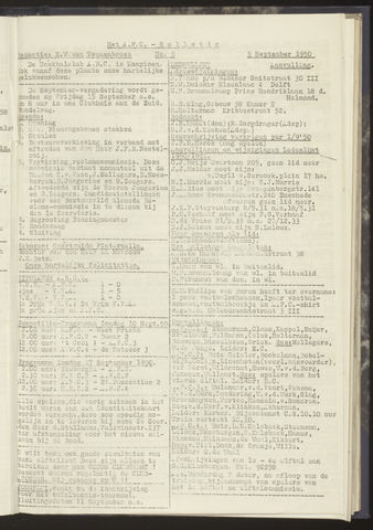 Bulletins (vnl. opstellingen) 1950-09-05