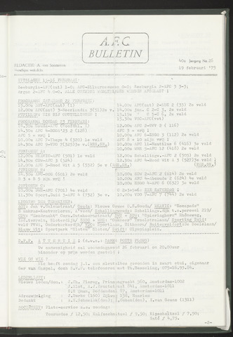 Bulletins (vnl. opstellingen) 1975-02-19