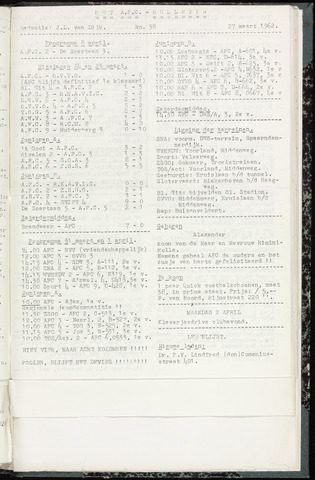 Bulletins (vnl. opstellingen) 1962-03-27