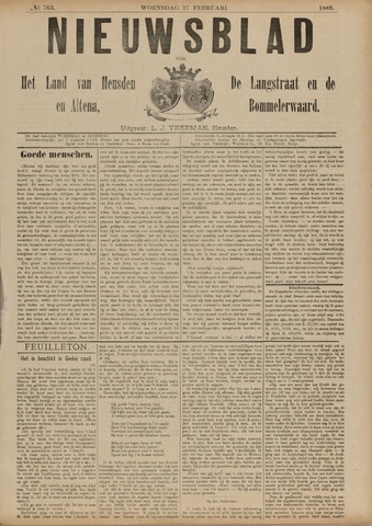Nieuwsblad het land van Heusden en Altena de Langstraat en de Bommelerwaard 1889-02-27