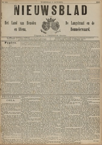 Nieuwsblad het land van Heusden en Altena de Langstraat en de Bommelerwaard 1889-10-02
