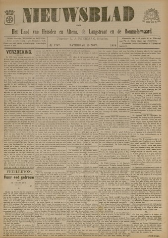Nieuwsblad het land van Heusden en Altena de Langstraat en de Bommelerwaard 1898-11-19