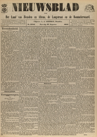 Nieuwsblad het land van Heusden en Altena de Langstraat en de Bommelerwaard 1912-08-31