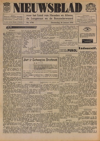 Nieuwsblad het land van Heusden en Altena de Langstraat en de Bommelerwaard 1950-01-26