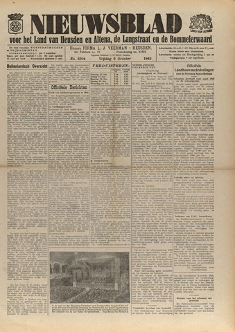 Nieuwsblad het land van Heusden en Altena de Langstraat en de Bommelerwaard 1942-10-09
