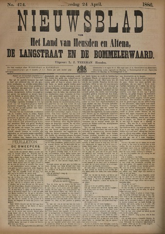 Nieuwsblad het land van Heusden en Altena de Langstraat en de Bommelerwaard 1886-04-24