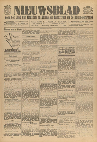 Nieuwsblad het land van Heusden en Altena de Langstraat en de Bommelerwaard 1933-10-18