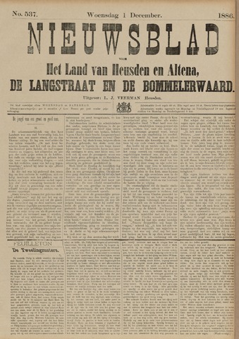 Nieuwsblad het land van Heusden en Altena de Langstraat en de Bommelerwaard 1886-12-01