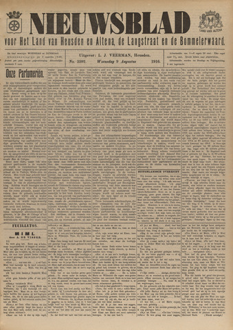 Nieuwsblad het land van Heusden en Altena de Langstraat en de Bommelerwaard 1916-08-09
