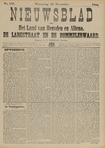 Nieuwsblad het land van Heusden en Altena de Langstraat en de Bommelerwaard 1886-11-25