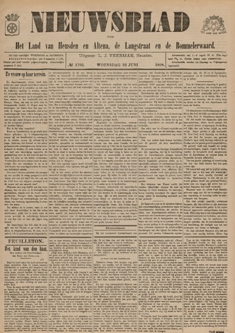 Nieuwsblad het land van Heusden en Altena de Langstraat en de Bommelerwaard 1898-06-22