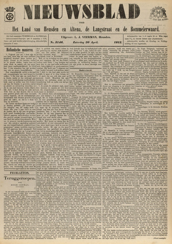 Nieuwsblad het land van Heusden en Altena de Langstraat en de Bommelerwaard 1912-04-20