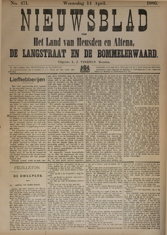 Nieuwsblad het land van Heusden en Altena de Langstraat en de Bommelerwaard 1886-04-14