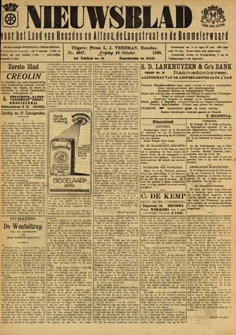 Nieuwsblad het land van Heusden en Altena de Langstraat en de Bommelerwaard 1926-10-15
