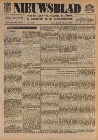 Nieuwsblad het land van Heusden en Altena de Langstraat en de Bommelerwaard 1950-02-13