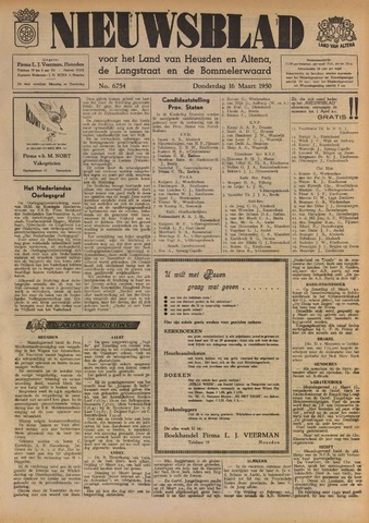 Nieuwsblad het land van Heusden en Altena de Langstraat en de Bommelerwaard 1950-03-16