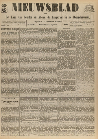 Nieuwsblad het land van Heusden en Altena de Langstraat en de Bommelerwaard 1912-08-14