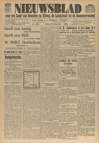 Nieuwsblad het land van Heusden en Altena de Langstraat en de Bommelerwaard 1933-12-22