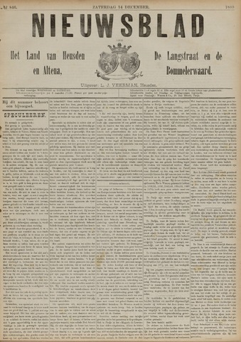 Nieuwsblad het land van Heusden en Altena de Langstraat en de Bommelerwaard 1889-12-14