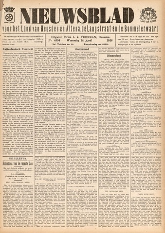Nieuwsblad het land van Heusden en Altena de Langstraat en de Bommelerwaard 1926-04-14