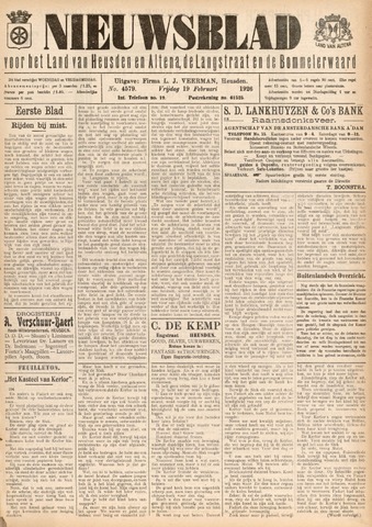 Nieuwsblad het land van Heusden en Altena de Langstraat en de Bommelerwaard 1926-02-19
