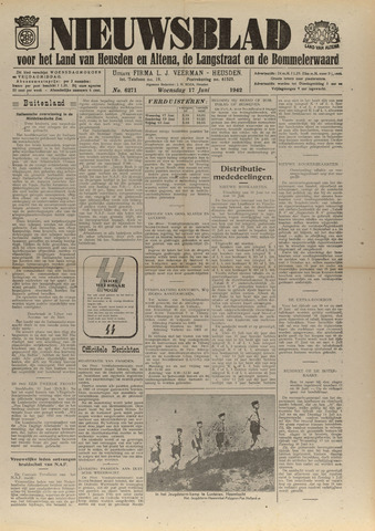 Nieuwsblad het land van Heusden en Altena de Langstraat en de Bommelerwaard 1942-06-17