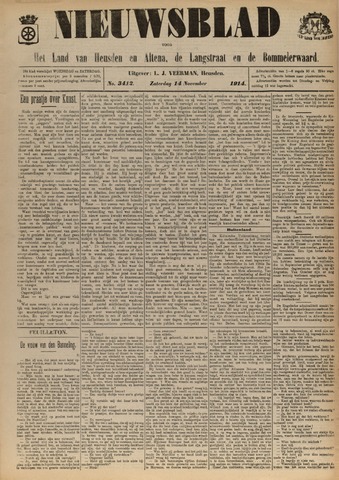 Nieuwsblad het land van Heusden en Altena de Langstraat en de Bommelerwaard 1914-11-14