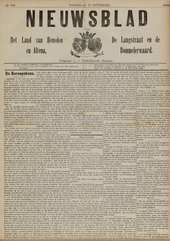 Nieuwsblad het land van Heusden en Altena de Langstraat en de Bommelerwaard 1889-11-27