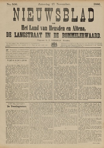 Nieuwsblad het land van Heusden en Altena de Langstraat en de Bommelerwaard 1886-11-27