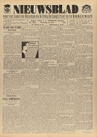 Nieuwsblad het land van Heusden en Altena de Langstraat en de Bommelerwaard 1931-07-15
