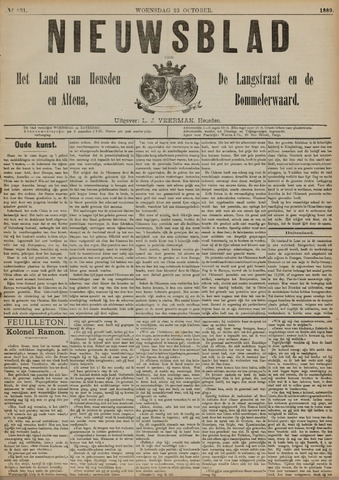 Nieuwsblad het land van Heusden en Altena de Langstraat en de Bommelerwaard 1889-10-23