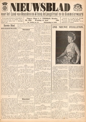 Nieuwsblad het land van Heusden en Altena de Langstraat en de Bommelerwaard 1926-04-28