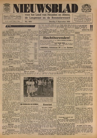 Nieuwsblad het land van Heusden en Altena de Langstraat en de Bommelerwaard 1950-09-05