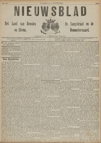Nieuwsblad het land van Heusden en Altena de Langstraat en de Bommelerwaard 1889-11-02
