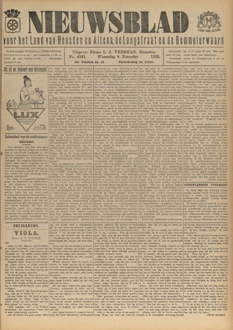 Nieuwsblad het land van Heusden en Altena de Langstraat en de Bommelerwaard 1922-11-08