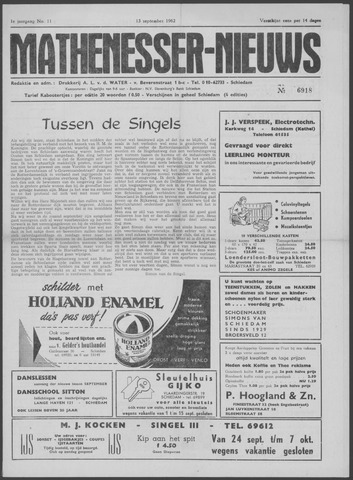 Mathenesser Nieuws 1962-09-13
