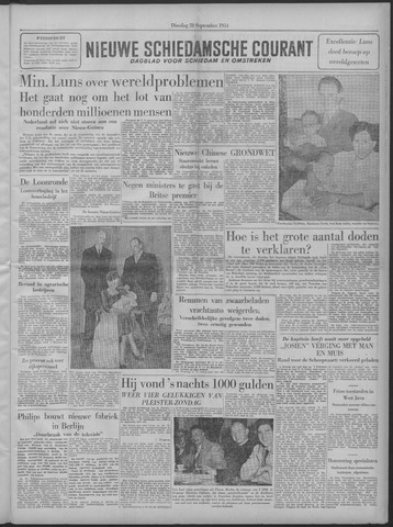 Nieuwe Schiedamsche Courant 1954-09-28