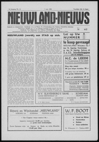 Nieuwland Nieuws 1961-09-07