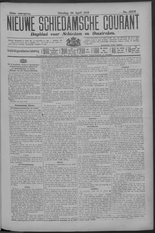 Nieuwe Schiedamsche Courant 1919-04-29