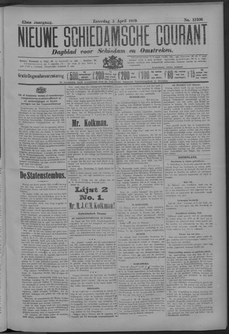 Nieuwe Schiedamsche Courant 1919-04-05