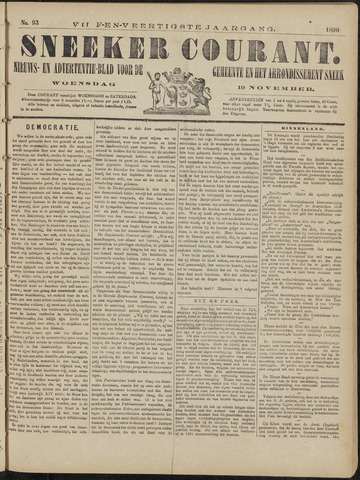 Sneeker Nieuwsblad nl 1890-11-19