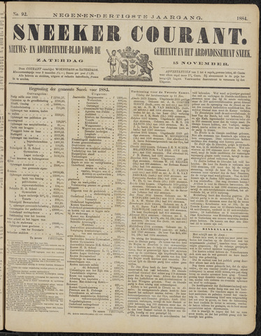 Sneeker Nieuwsblad nl 1884-11-15