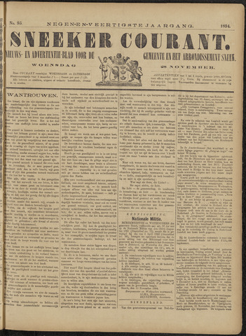 Sneeker Nieuwsblad nl 1894-11-28