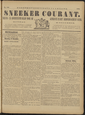 Sneeker Nieuwsblad nl 1894-12-25