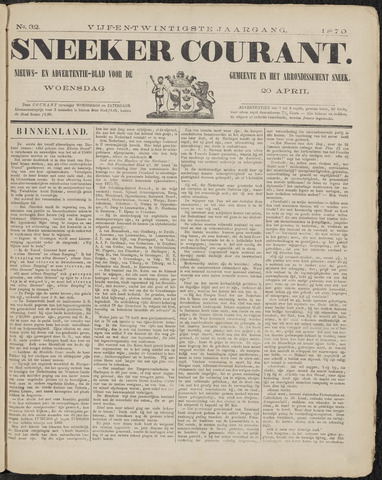 Sneeker Nieuwsblad nl 1870-04-20