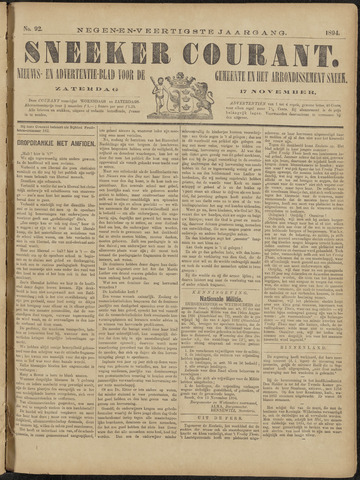 Sneeker Nieuwsblad nl 1894-11-17