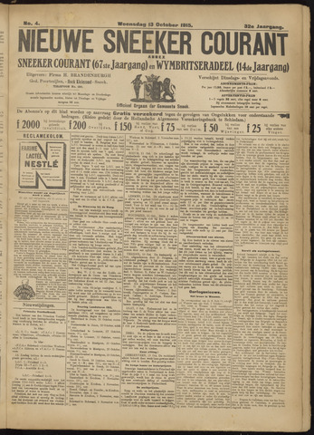 Sneeker Nieuwsblad nl 1915-10-13