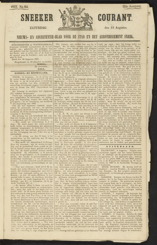 Sneeker Nieuwsblad nl 1857-08-15