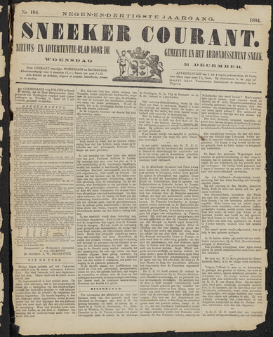 Sneeker Nieuwsblad nl 1884-12-31