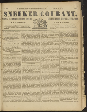 Sneeker Nieuwsblad nl 1889-10-19